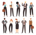 Set of business people. Businessmen and businesswomen cartoon characters. Office team, multicultural collective workers, entrepren